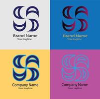 Four rotating logo designs of the same shape in different crafts vector