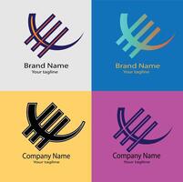 Cross three line logo design with four curved moons of the same shape connected in different crafts vector