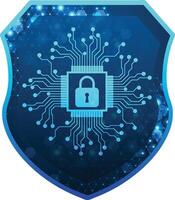 Cyber security shield concept. Illustration of cybersecurity, antivirus, encryption, data protection. Software development. Safety internet technology vector