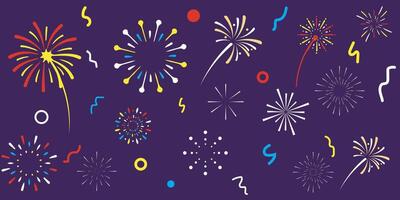 Bright white fireworks background exploding. New Year's celebration background, with black and fireworks vector