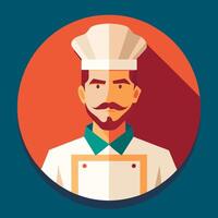 Chef flat icon with long shadow illustration vector