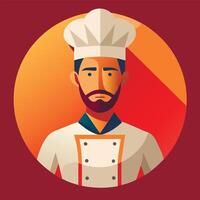 A chef with a beard and hat on a red background vector