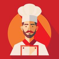 Chef flat icon with long shadow illustration vector
