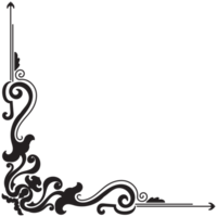 Thin line vintage corner. Medieval period of the Victorian dynasty. Fancy black monogram frame design element abstract icon collection Flower simple symbol png
