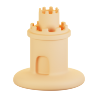 3d rendering beach icon concept. 3d render sand castle png