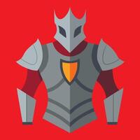 A knight armor icon on a red background vector