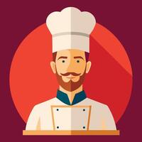 Chef flat icon with long shadow vector