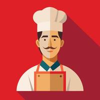 Chef flat icon on red background vector
