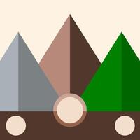 Triangular background and several circles with simple colors vector