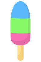 Flat illustration of ice cream popsicle on a stick isolated on white background. vector