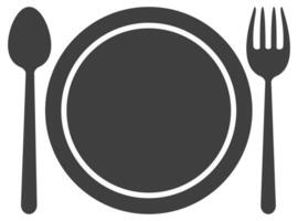 Plate with spoon and fork flat icon isolated on white background. vector