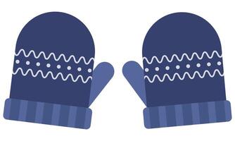 Flat illustration of navy mittens isolated on white background. vector