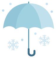 Flat icon of blue umbrella with snow drop sign isolated on white background. vector