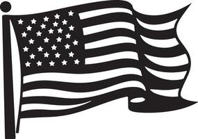 Silhouette of the American flag waving on a pole vector