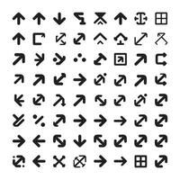 Arrow icon set isolated. Arrows set of 100 black icons. Black arrows icons. Modern simple arrows. vector