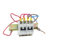 A three phase contactor with wires and a red wire png