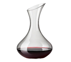 Elegant wine decanter containing red wine on transparent background png