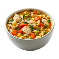 Chicken noodle soup isolated on transparent background. png