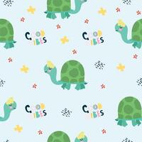 cute turtle seamless pattern vector