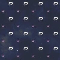 a blue and white pattern with stars and moon on it vector