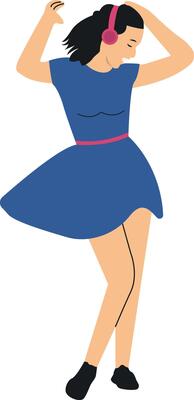 Happy People Dancing Character in Flat Style