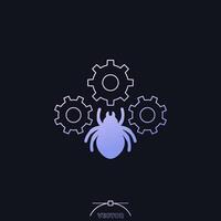 Debugging or testing icon with a bug vector