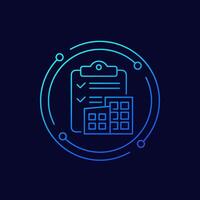 Building permit icon, house project linear design vector