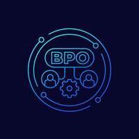 BPO icon, Business process outsourcing, linear design vector