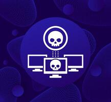 Botnet icon, computer network with bots vector