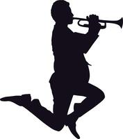 Silhouette of a man playing trumpet on a white background vector