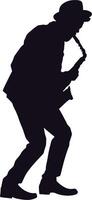 Silhouette of a man playing a saxophone vector