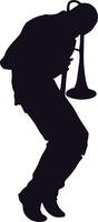 Silhouette of a man playing a trumpet vector