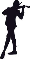 Silhouette of a man playing violin on a white background vector
