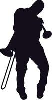 Silhouette of a man playing a trombone vector