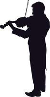 Silhouette of a man playing violin on white background vector