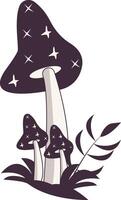 Celestial mushroom in mystical boho design element vector
