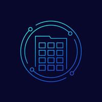 office building icon, linear design vector