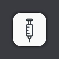 syringe line icon, vaccination, injection vector