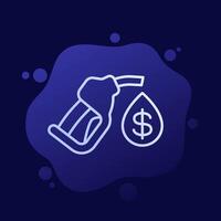 Fuel pump nozzle, petrol price icon, line vector