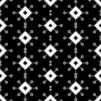 Abstract Ikat white seamless pattern and geometric shapes on black wallpaper and background vector