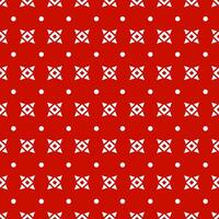 Abstract Ikat white circle with triangle and square seamless pattern and geometric shapes on red wallpaper and background. Christmas concept vector