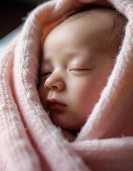 a close-up photograph of a sleeping infant photo