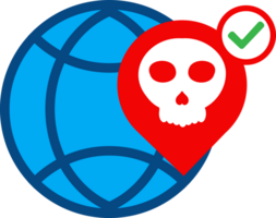 globe location check with a skull on it png