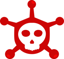 virus and skull on a red shield png
