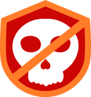 no safety skull on a red shield png