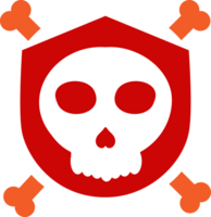 a skull and crossbones on a red shield png
