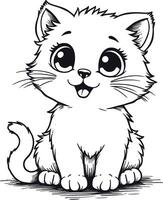 Cute kitten coloring pages vector