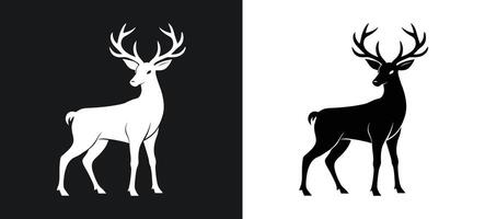 Deer silhouette on black and white background vector