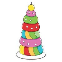 A colorful delicious candy tower with christmas bokehe effect in background. vector