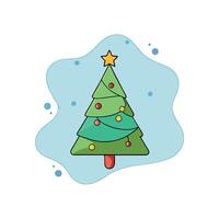 Minimalistic Style of a Christmas Tree over an Abstract Background. Simple Design. vector